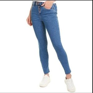NWT BLANK NYC the great jones varsity blue skinny high waisted snap front jeans